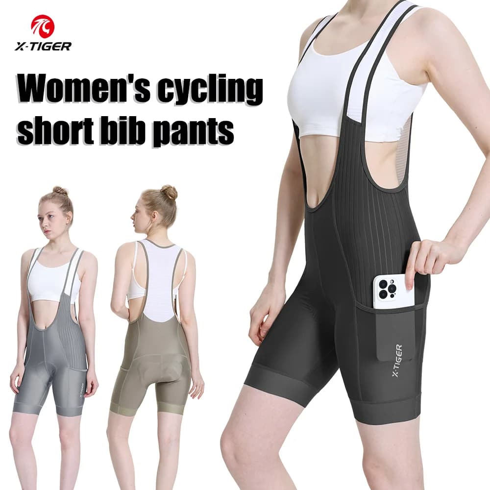 X-TIGER Professional padded women's cycling shorts, MTB road bike shorts, women's breathable cycling shorts with pockets