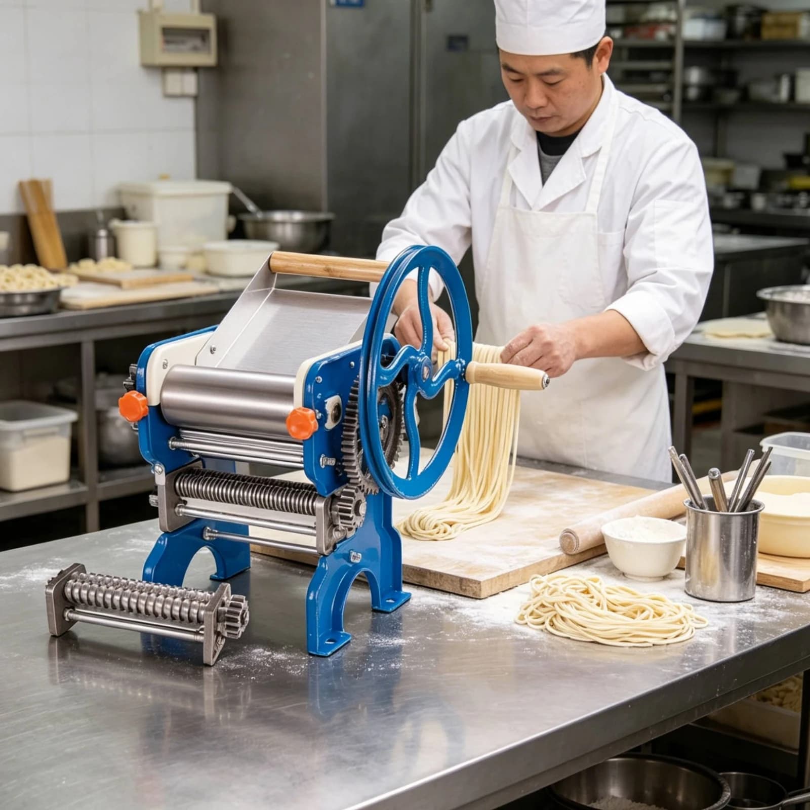 Hand Crank Noodle Machine Metal Noodle Roller Cutter Pasta Roller Cutter Food Grade Materials Spaghetti Maker Easy to Clean
