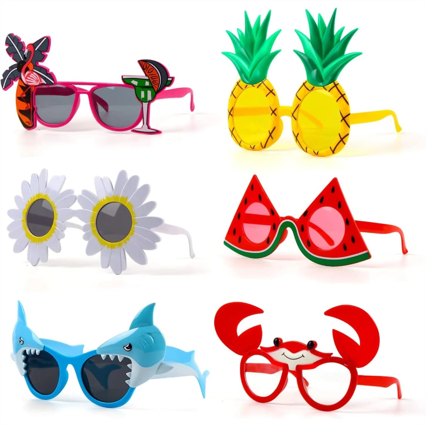 6 paia di occhiali da sole hawaiani per feste Luau, per adulti e bambini, occhiali divertenti per piscina estiva e spiaggia tropicale