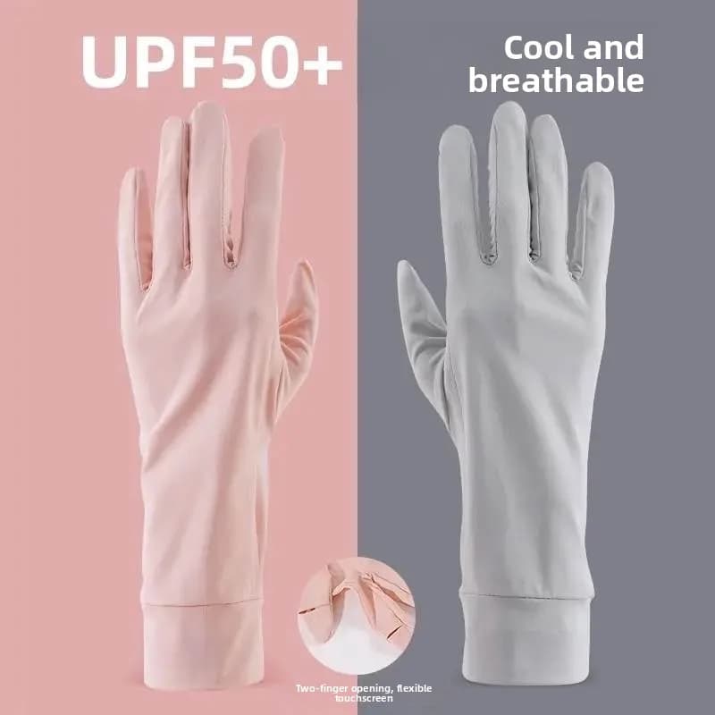 Ice Silk Cycling Gloves for Women, Anti-UV, Lightweight, Anti-slip, Compatible with Touch Screen