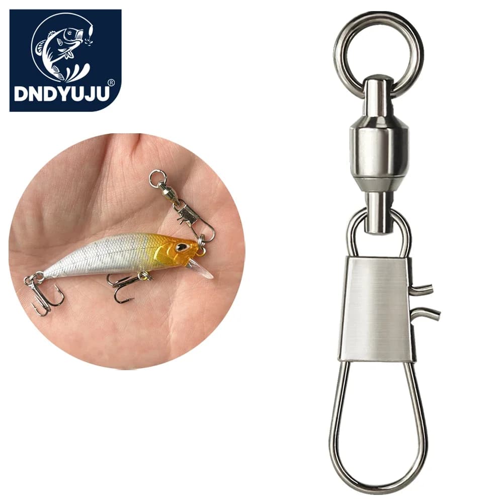 DNDYUJU 50pcs Fishing Swivels Ball Bearing Interlock Snap Pin Stainless Steel Fishing Accessories Fishing Lures PinConnector