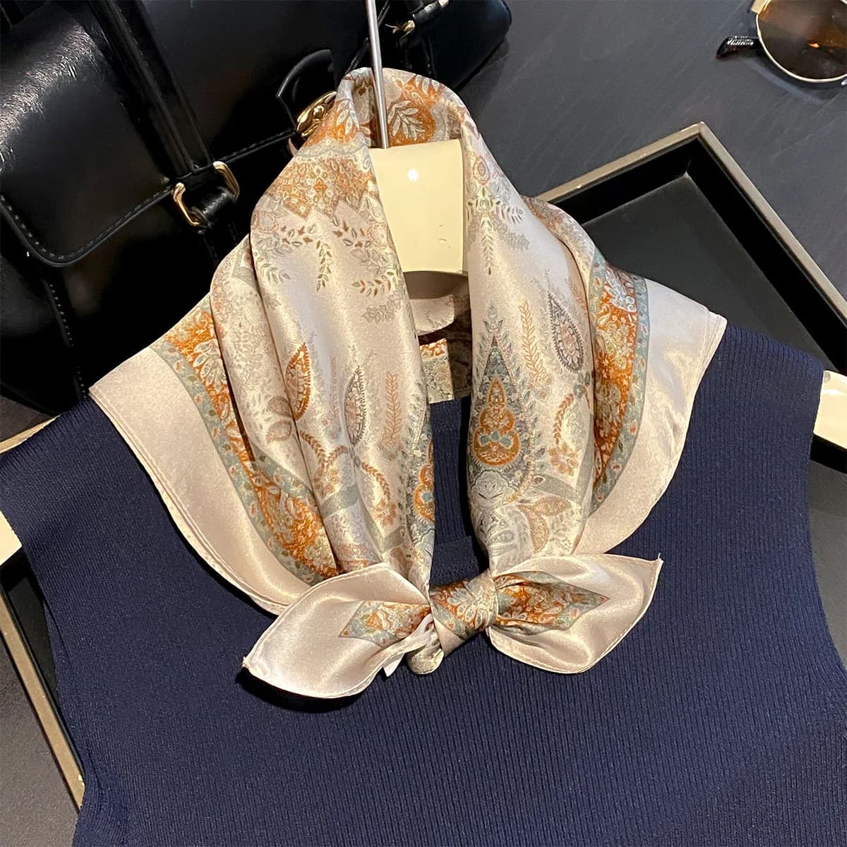 100% Real Silk Scarf Spring Summer Women Elegant Luxury High-end Square Hair Neckerchief Lady Shawl Wrap Hijab Bandana Scarves