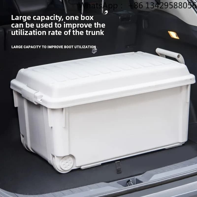 Outdoor Camping Storage Box, Plastic Camping Organizer Container, Large‑Capacity Storage Bin for Car Trunk Household Use