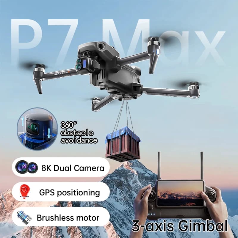 NUOVO P7 Max Drone 8K Fotocamera GPS HD 5G WiFi FPV 3 Assi Gimbal EIS Controllo Schermo Professionale Brushless Quadcopter RC Giocattolo Regalo