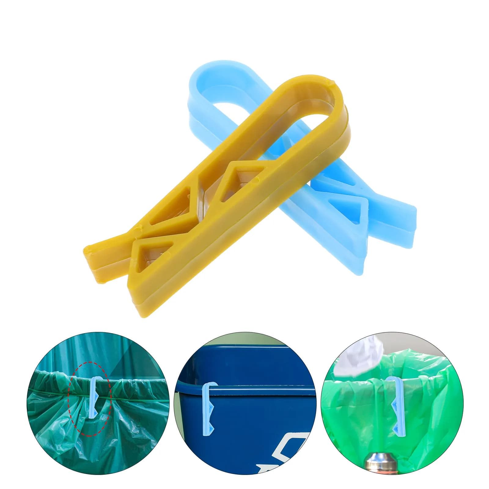 Clip per bidoni della spazzatura da 100 pezzi, clip in plastica per sacchi della spazzatura, clip antiscivolo per cestini dei rifiuti, per hotel, ristoranti, cucine