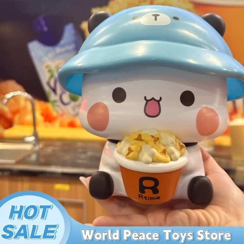 Carrello porta popcorn Kawaii Bubu e Yier, borsa a tracolla carina, contenitore portaoggetti, modello ornamentale, giocattolo da collezione, regali