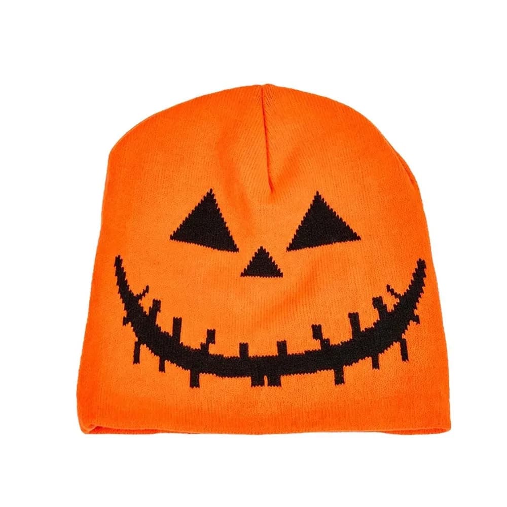 Knitted Fabric Pumpkin Beanie Hat Soft Texture Warm Halloween Knitted Cap Lightweight Pumpkin Orange Hip Hop Skullcap