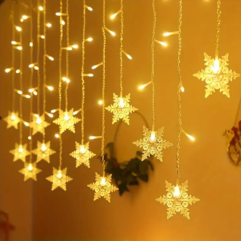 Luci della stringa della tenda del fiocco di neve del LED di Capodanno Luce di Halloween per interni Matrimonio Festa in casa Lampade di Natale Decorazione natalizia dell'avanguardia