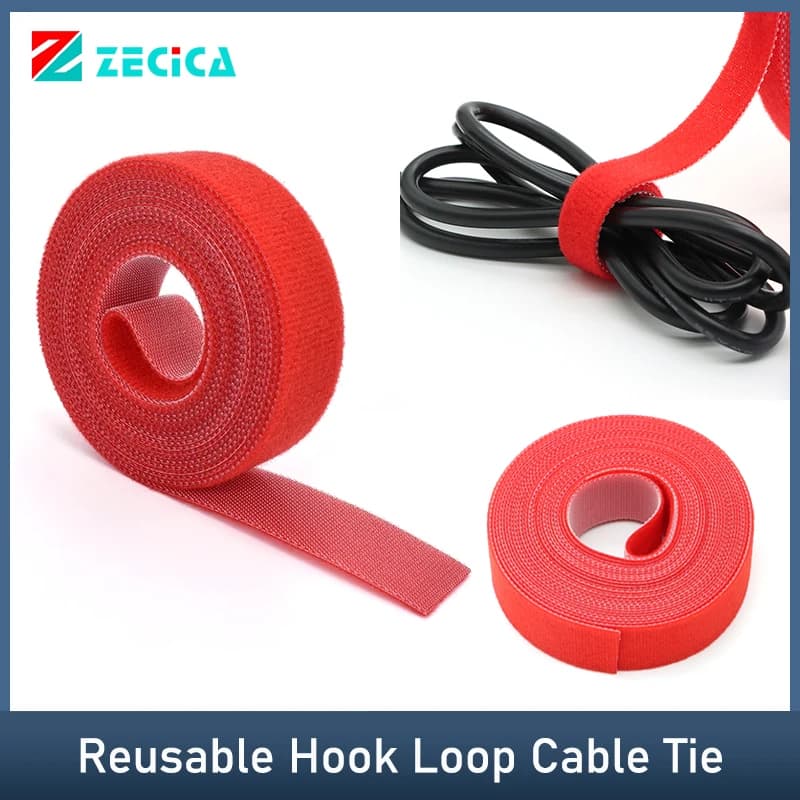 5 m/rotolo Fascette per cavi rosse Fascette per cavi Riutilizzabili Gancio Anello di fissaggio Larghezza 10/15/20/25mm Nastro di fissaggio per cavi con cinturino in nylon autoadesivo