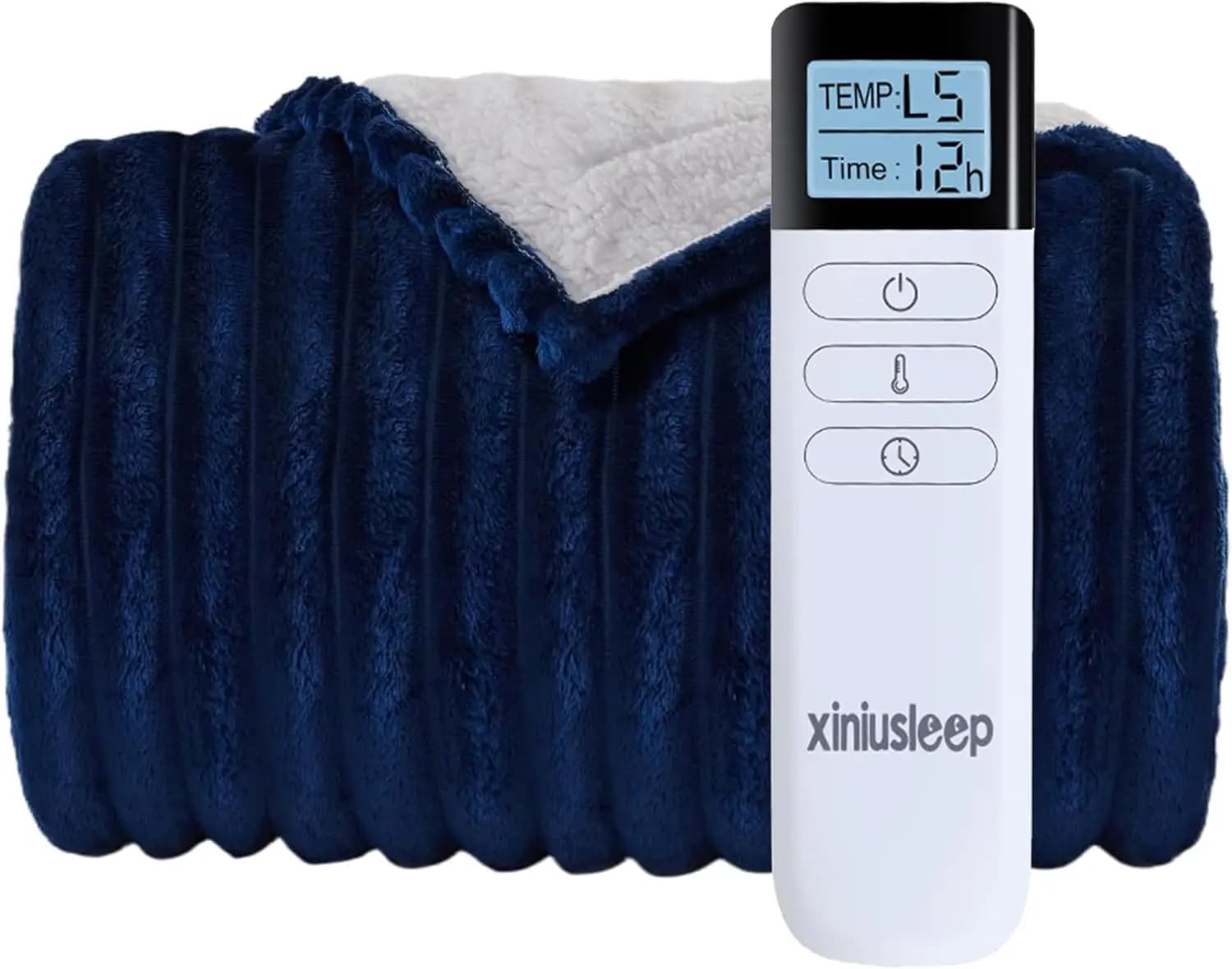Morbida Coperta Elettrica Riscaldata in Flanella e Sherpa 50x60 Pollici con 5 Livelli di Calore e Timer