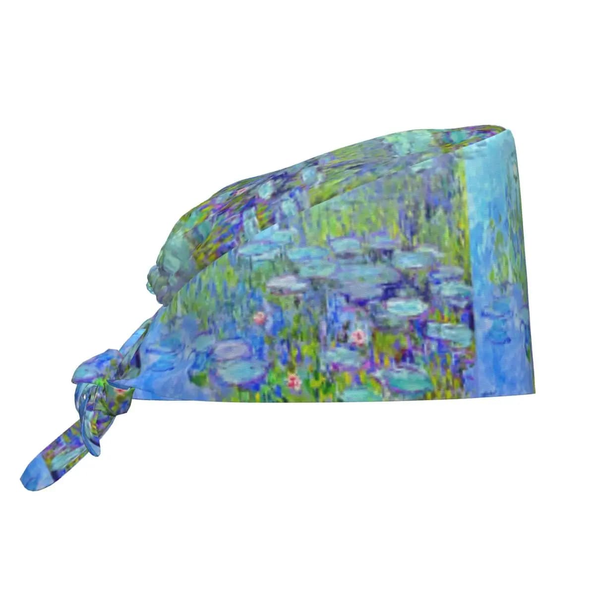 Female Long Water Lilies Claude Monet Scrub Hat Doctor Working Surgical Cap Men Women Adjustable Nursing Caps for Dentist