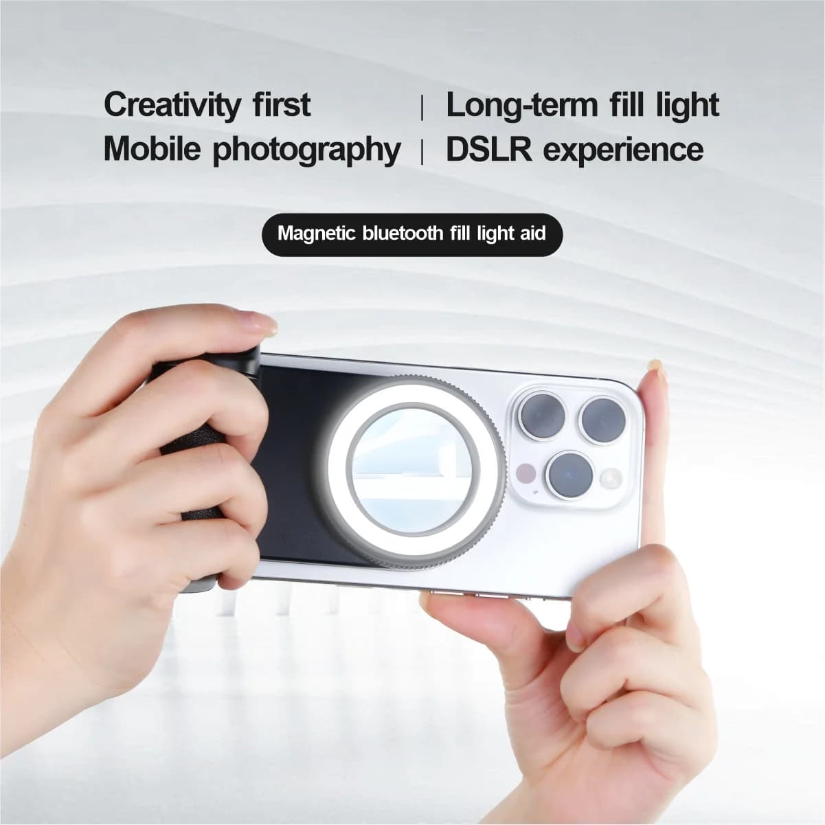 Telecomando Bluetooth Magnetico per Selfie, Stabilizzatore Anti-Vibrazione Magsafe con Luce LED per Streaming Live e Fotografia