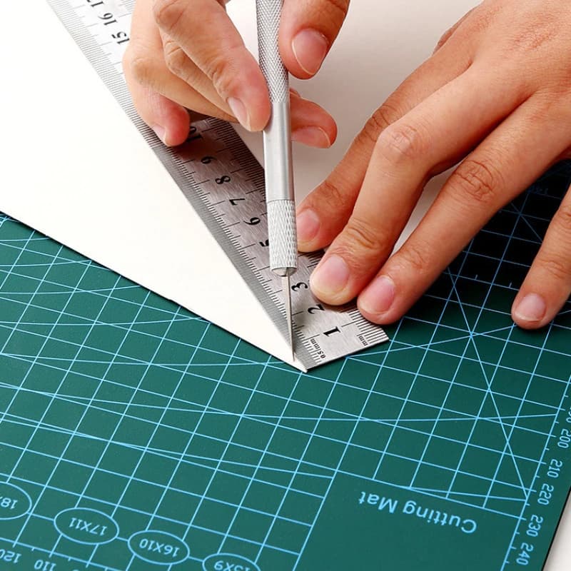 Tappetino da taglio A4 per banco da lavoro, patchwork, cucito, fai da te, incisione a coltello, taglio pelle, sottopiano laterale