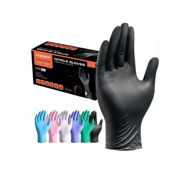 Guanti monouso in nitrile da 10 pezzi / set Guanti senza polvere in lattice nero Grado industriale Cucina Lavoro Pulizia Guanti per tinture per capelli