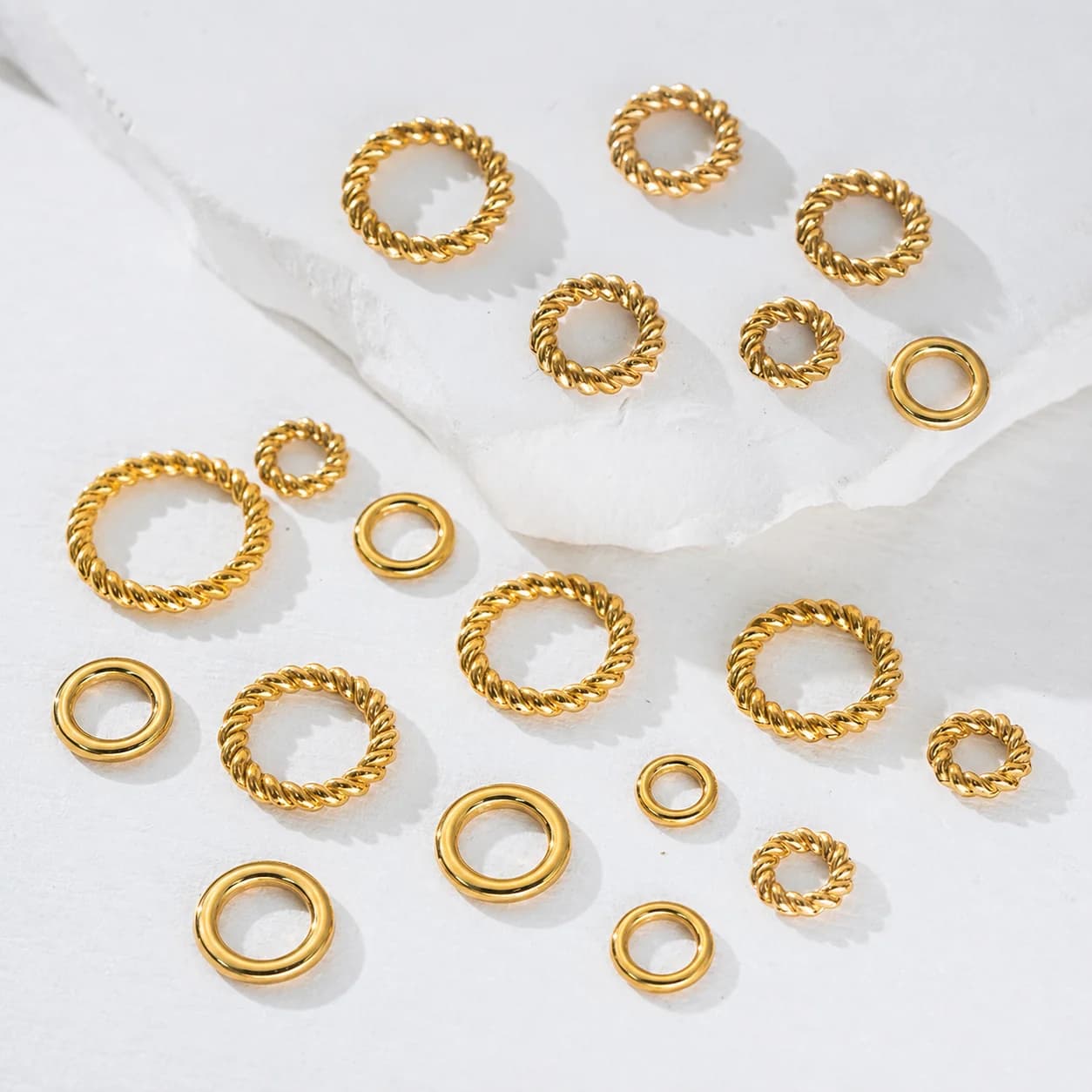 20pcs Stainless Steel Twist Rope Circle Connector Closed Jump Rings Split Ring Thick for DIY Jewelry Materials Making Supplies