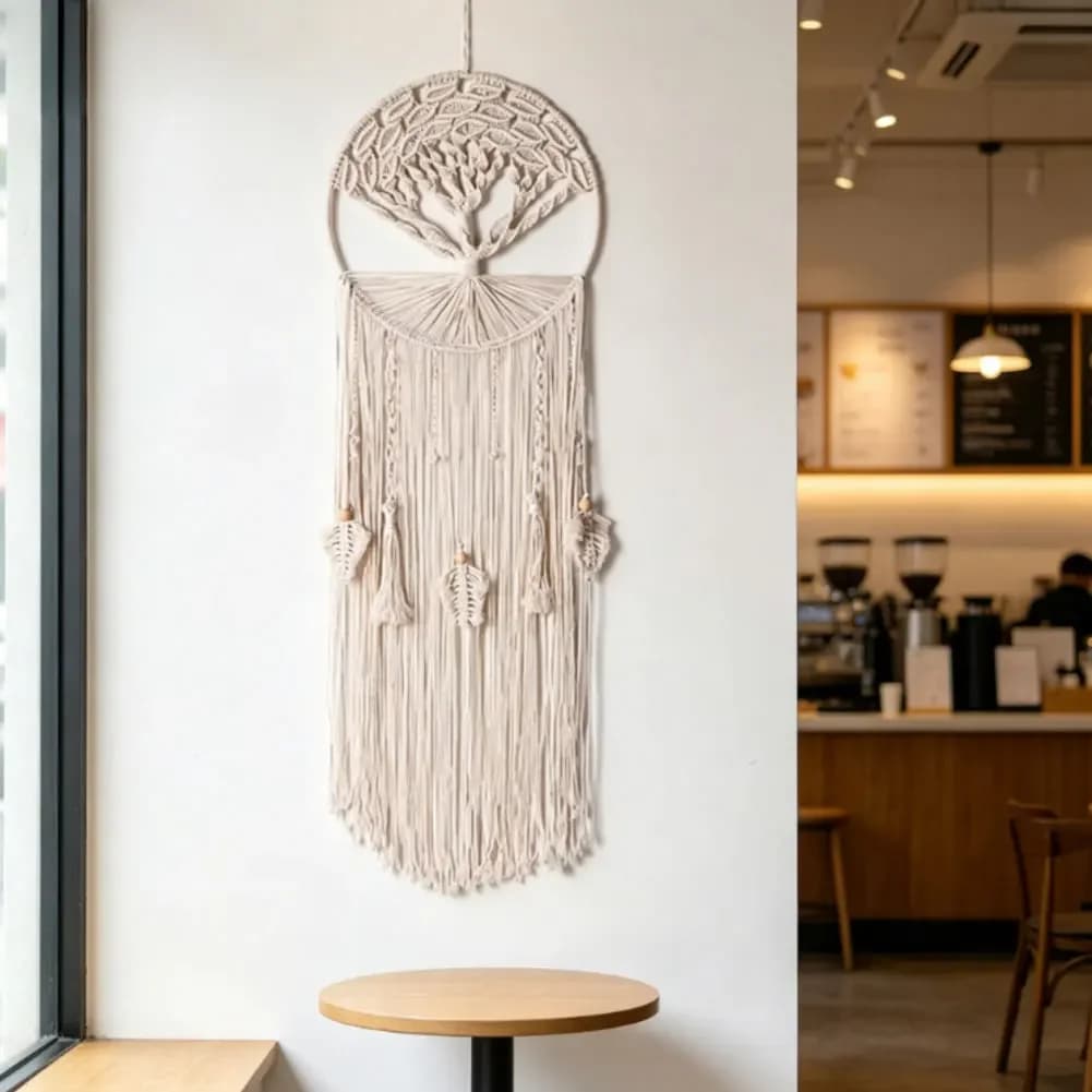 Bohemian Dreamcatcher Tapestry Woven By Hand Using Cotton Threads Wall Hanging Decor With Cultural Motif And Textural Artistry