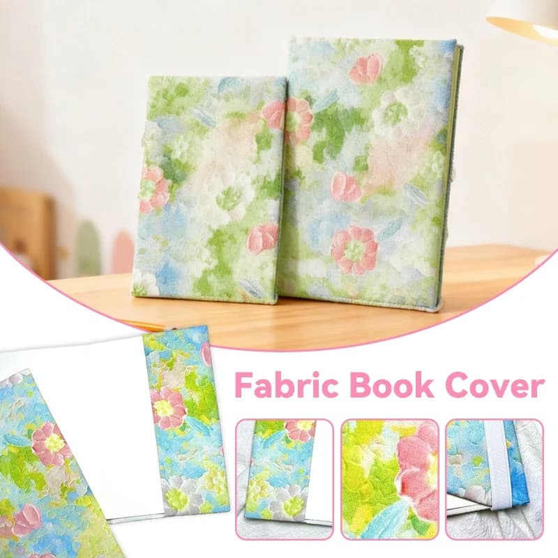 Copertina in Tessuto A5/A4/B5 con Stampa Floreale e Gatto Carino per Quaderni e Agende, Custodia Protettiva Decorativa