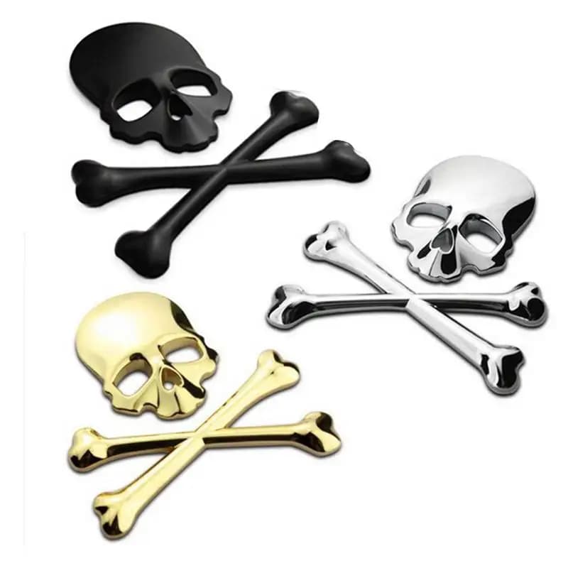 3D Skull Metal Car Motorcycle Sticker Label Skull Emblem Badge car styling stickers accessories decal