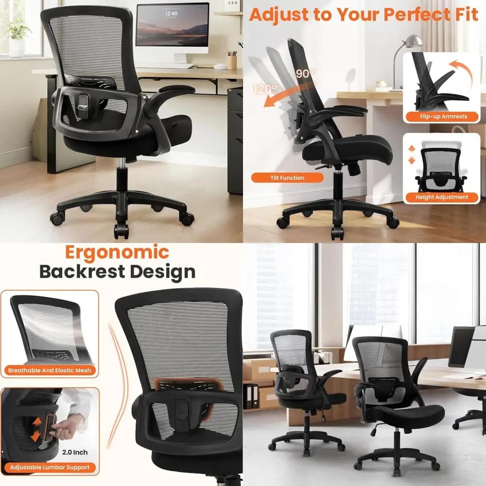 Sedia da Gaming Ergonomica con Schienale Alto in Rete, Ruote, Braccioli Regolabili e Supporto Lombare