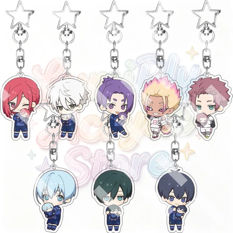 Anime Hyoma Chigiri Mikage Reo Seishiro Nagi Blue Lock Cute Q Version Cartoon Acrylic Keychain Keyring Backpack Pendant Gifts