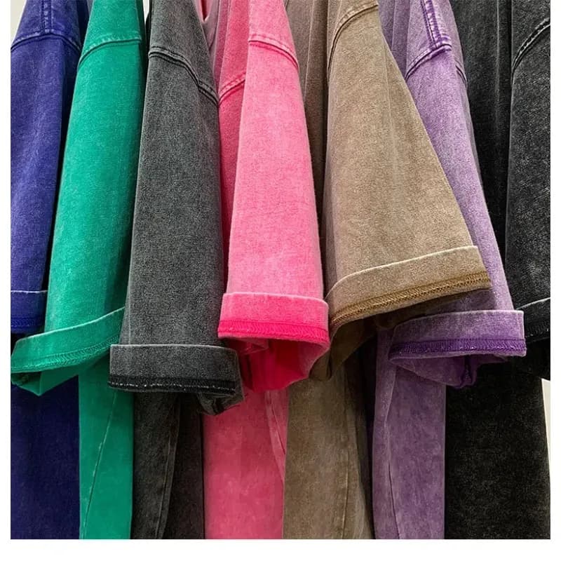 T-Shirt in Cotone Lavato, Morbida e Traspirante, Leggera, Casual, per Uso Quotidiano, Adatta a Tutte le Stagioni, Top Elegante e Comodo per Uomo e Donna