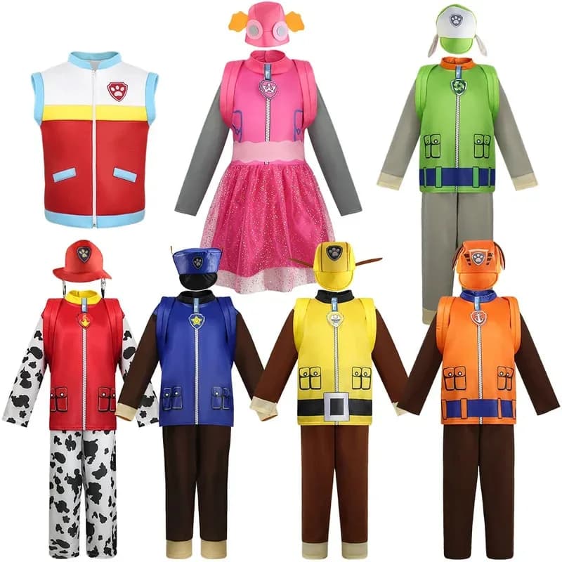 l2025l New Mascot Cosplay Chase Sky Dog Halloween Children's Party Carnival Marshall Zuma Skye Boys Girls Dresses Cosplay Chi