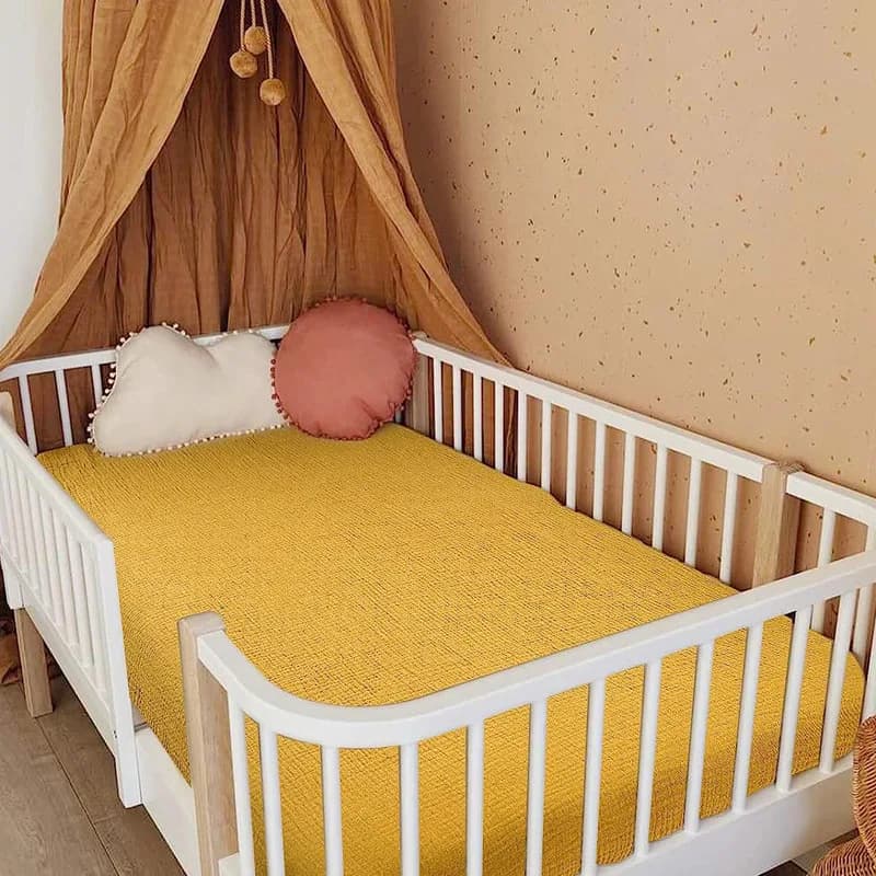 133*71*22CM Breathable Cotton Fitted Crib Sheets for Baby Crib Mattress Cover Soft Bedding Set of Solid Color Infant Bed Sheet