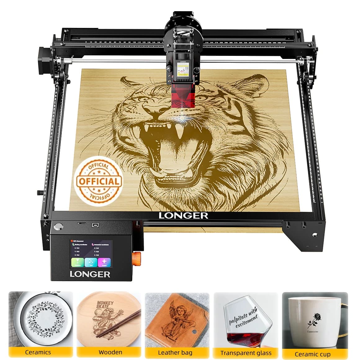 LONGER RAY5 20W 10W 5W Smart Laser Cutter & Engraver 400x400mm WiFi Touchscreen Laser Cutting Engraving Machine for Wood Acrylic Leather Metal DIY Workshop LightBurn LaserGRBL