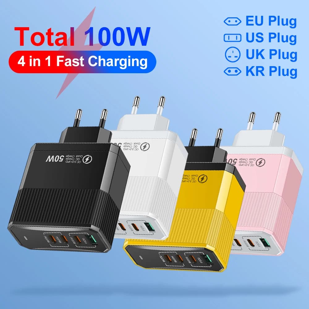 Caricabatterie tipo C totale da 100 W ricarica rapida per Xiaomi 13 14 Huawei P70 adattatore per caricabatterie da viaggio per Samsung S22 S23 iPhone 14 15