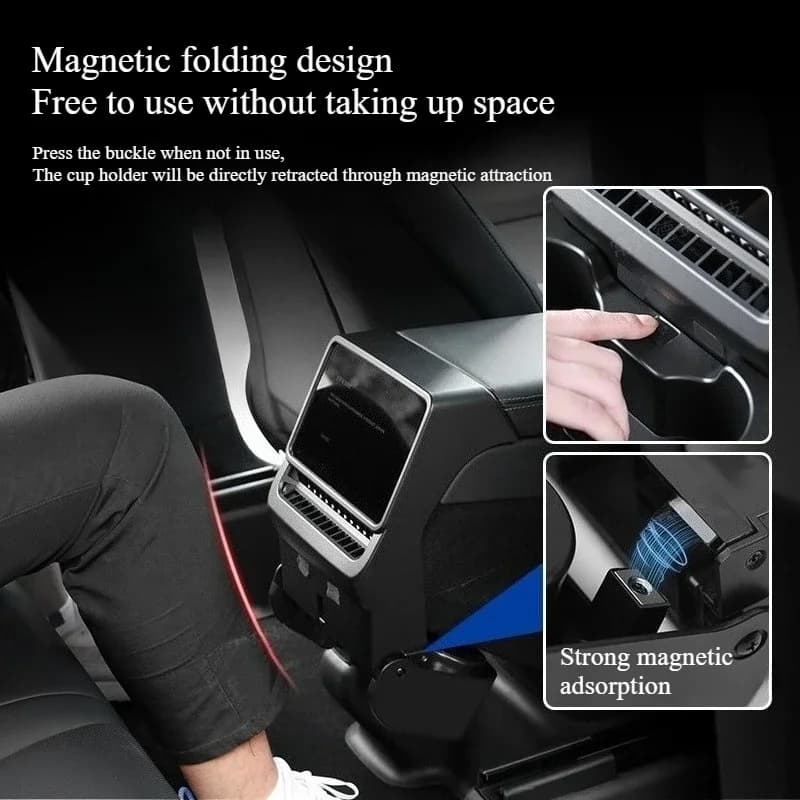 For Tesla Model Y Juniper 2025 Model 3 Highland Rear Screen Water Cup Holder Multifunctional Storage Box Interior Accessories