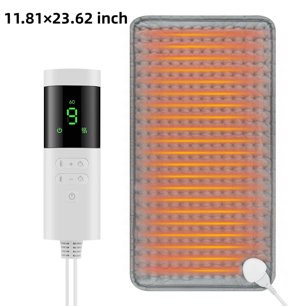 Coperta elettrica portatile 60x30CM Tappetino riscaldante da 24 pollici Tappetino termico lavabile con impacco caldo a 9 livelli Home Office Addome posteriore caldo