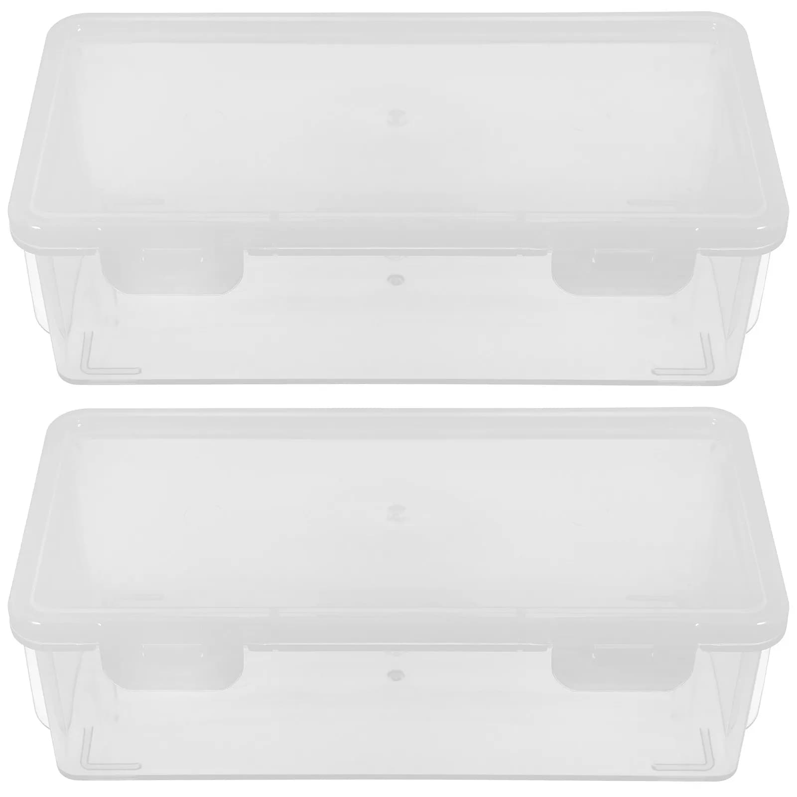 Set di 2 Contenitori per Pane in Plastica Trasparente, Scatole Ermetiche per Conservazione del Pane, Organizzatori per Dispensa e Cucina