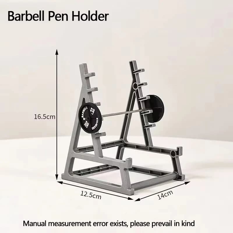 Portapenne a Forma di Rack per Squat, Mini Bilanciere con Dischi, Organizer da Scrivania a Tema Fitness per Casa e Ufficio