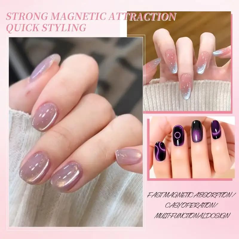 Penna Magnetica a Doppia Testa 3 in 1 per Unghie, Magnete Ellittico e Anulare per Nail Art, Penna Magnetica Forte per Manicure Fai-da-Te