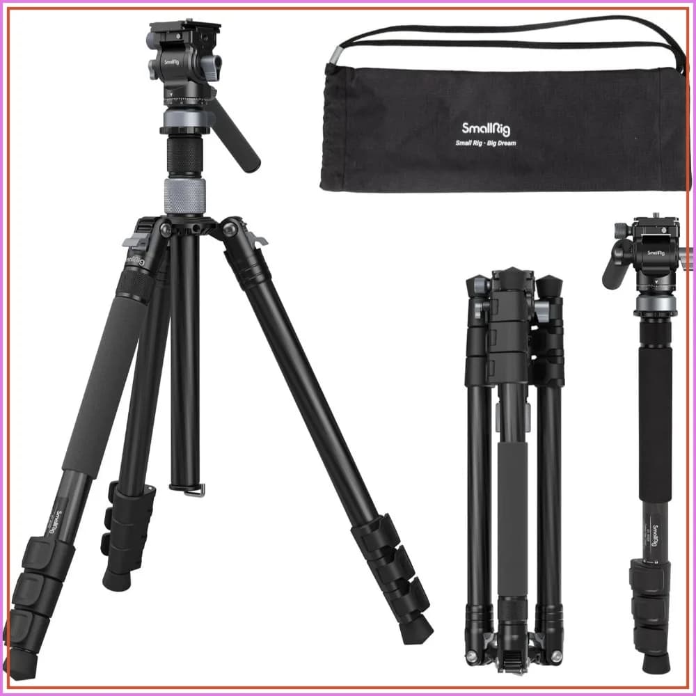 63" Carbon Fiber Travel Tripod, 1.3kg Ultralight, Fluid Head, Load 4kg