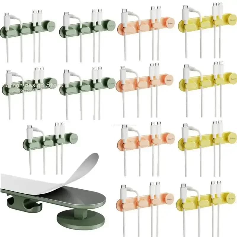 5 clip per cavi per bordo desktop, gestione dell'organizzatore dei cavi, supporto per cavi laterale del tavolo da letto, cavo di ricarica USB, clip fisse