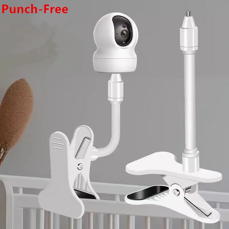 Flexible Support for Camera, Support for Baby Monitor, Foldable Base without holes for Webcam with Clip