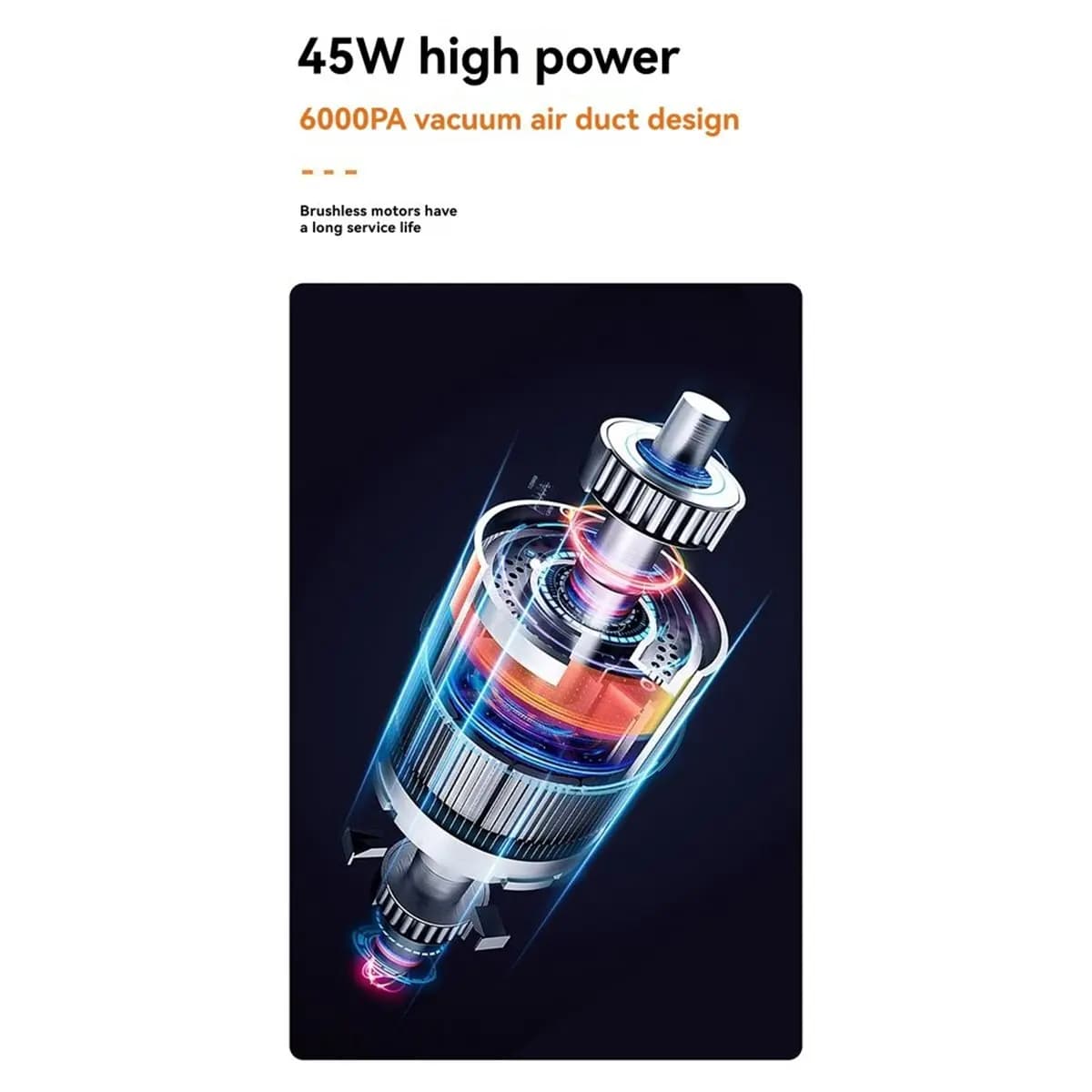 *Grande aspirapolvere per auto da 45 W, potenza di aspirazione 6 kPa, mini aspirapolvere automatico senza fili, aspirapolvere per veicoli senza fili per auto/PC