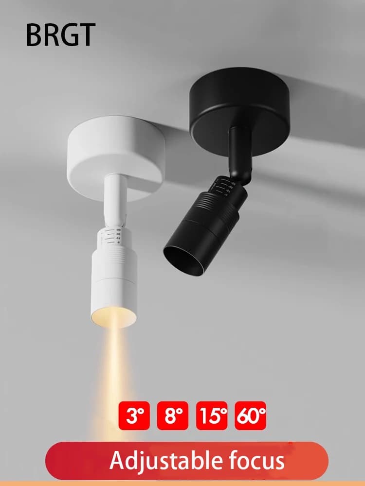 Faretto a LED Zoom Di Angolo regolabile da 3-60 gradi Messa a fuoco Faretto Mini Piccola lampada da soffitto montata su superficie Atmosfera Foco