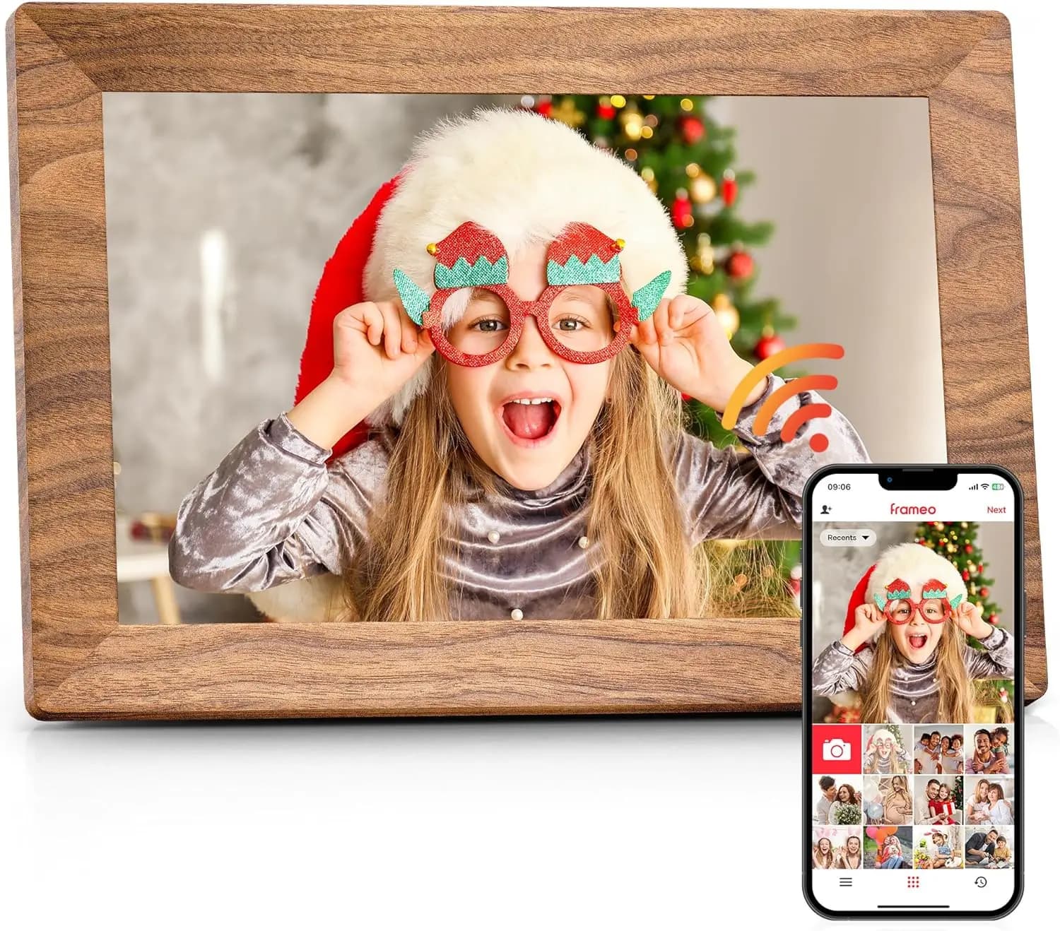 Cornice Digitale da 10.1" con WiFi, Memoria da 32GB, Schermo Touch IPS, Presentazione con Rotazione Automatica, Montabile a Parete, Condivisione Remota