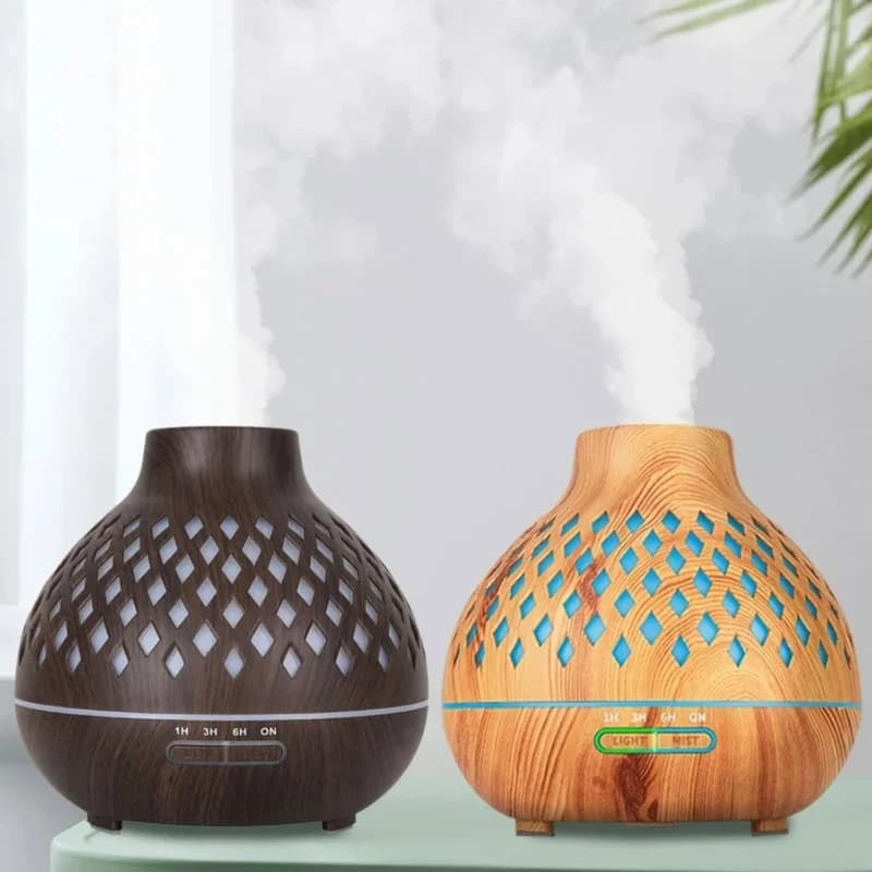 500ML Diffusore d'aria Umidificatore Olio essenziale Macchina Legno Umidificatore ad ultrasuoni Olio essenziale Aromaterapia