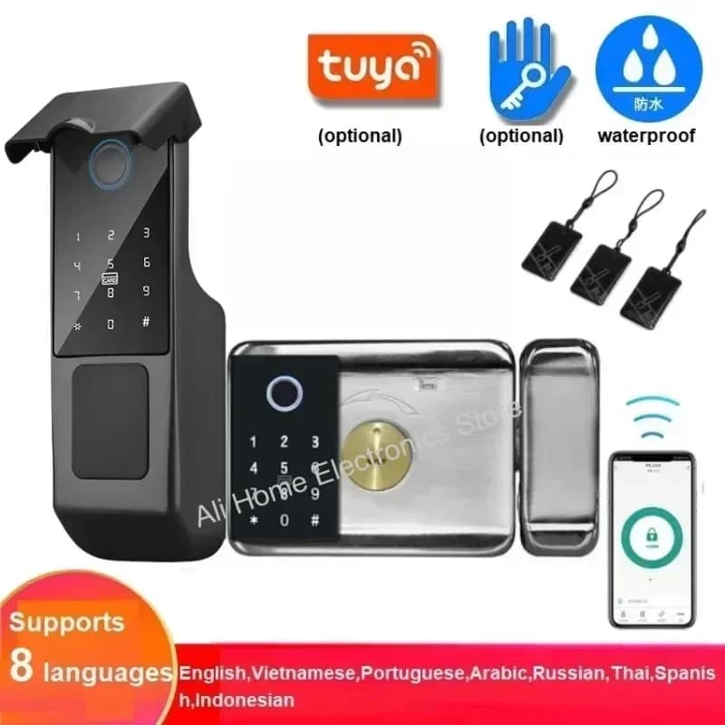 TTlock Smart Door Lock TUYA WIFI Fingerprint Lock IC Card NFC Password Key Unlock cortile serratura elettronica IP68 impermeabile