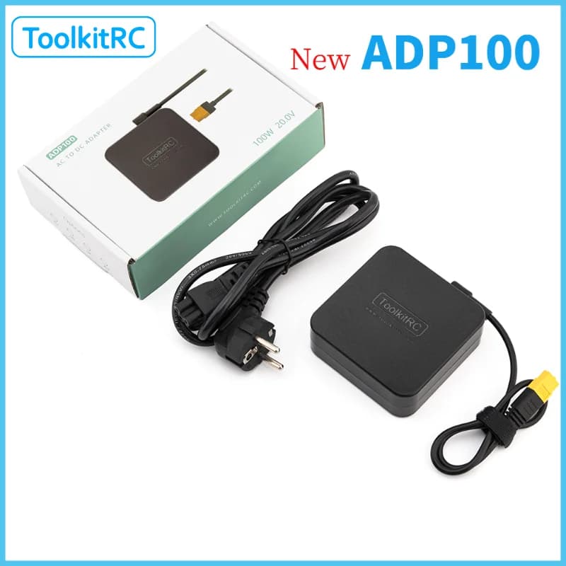 ToolkitRC ADP100 Alimentatore Adattatore per Auto RC FPV, Caricabatterie Bilanciato per Batterie Lipo LiHV NiMh con Uscita XT60