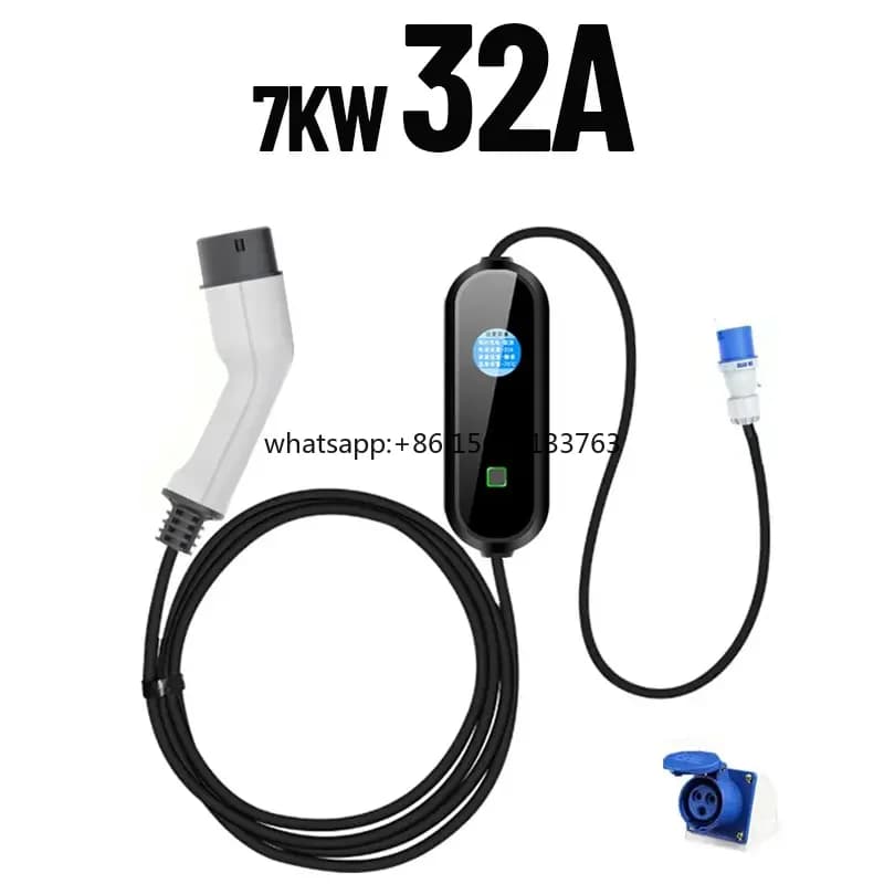 Caricatore EV Portatile di Livello 2 Tipo 2 16A 32A, 7KW Monofase AC per Veicoli Elettrici