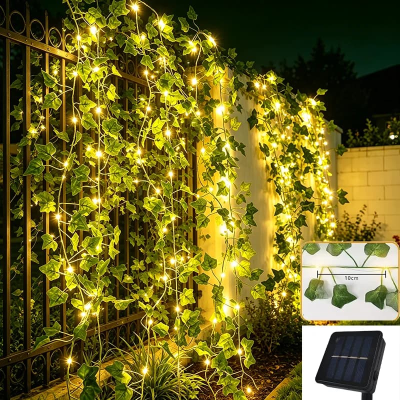 7m 50 LED-12m 100 LEDs Solar Vine String Light DIY Solar Ivy Fairy Lights String Light Wedding Party Garden Room Wall Decor Lig