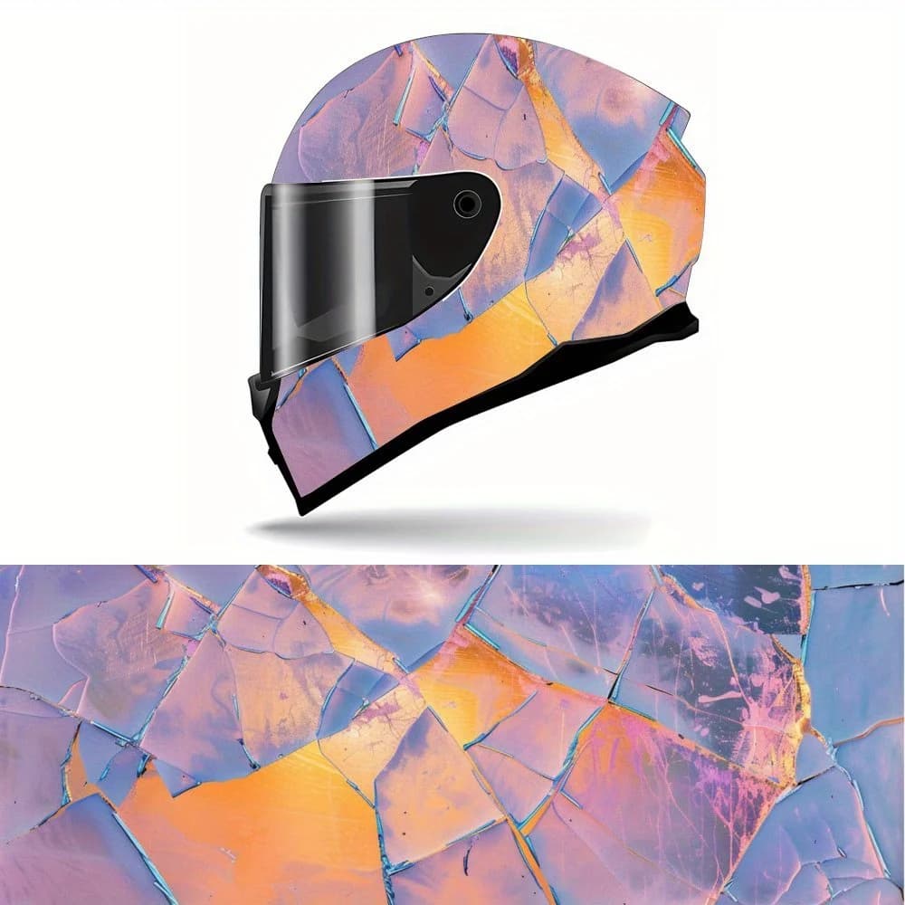 Abstract cracks, marble effect, creative motif, vinyl casing for helmet, waterproof removable decals for motorcycle helmets, ant