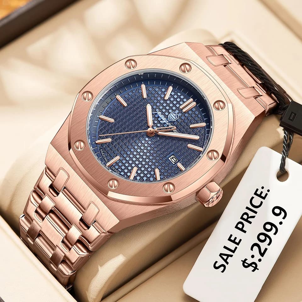 PAAZOMU Top Luxury Men's Watch Waterproof Men's Watch with Bright Date Stainless Steel Men's Watch Fashion Men's Sports Quartz Watch