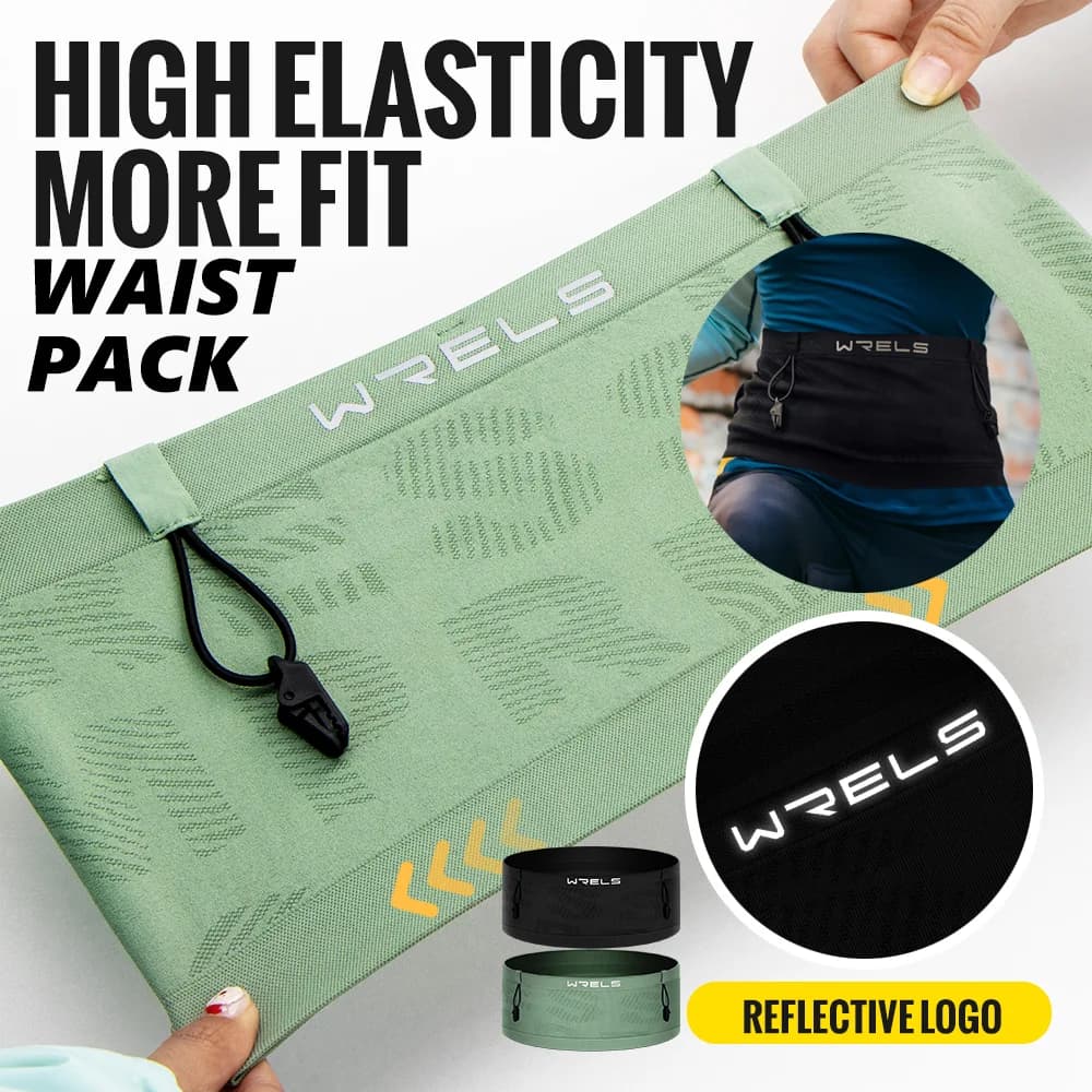 WRELS Elastic Sports Waist Bag Pack Breathable Invisible Lightweight Quick Dry Running Belt Fitness Gym Marathon Bib Number