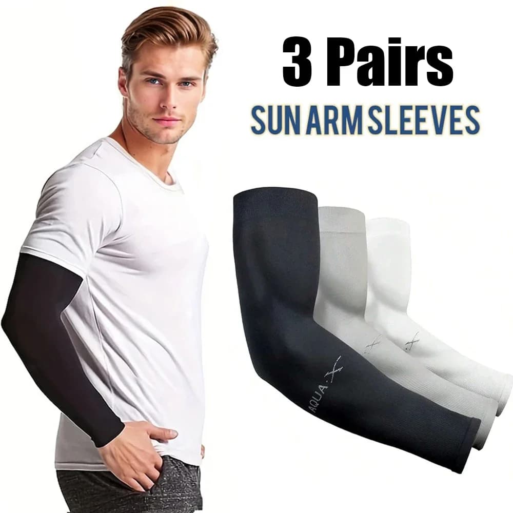 3 pairs of fashionable solar silk sleeves, unisex sleeves for summer sun protection, suitable for outdoor riding, guide, fishing
