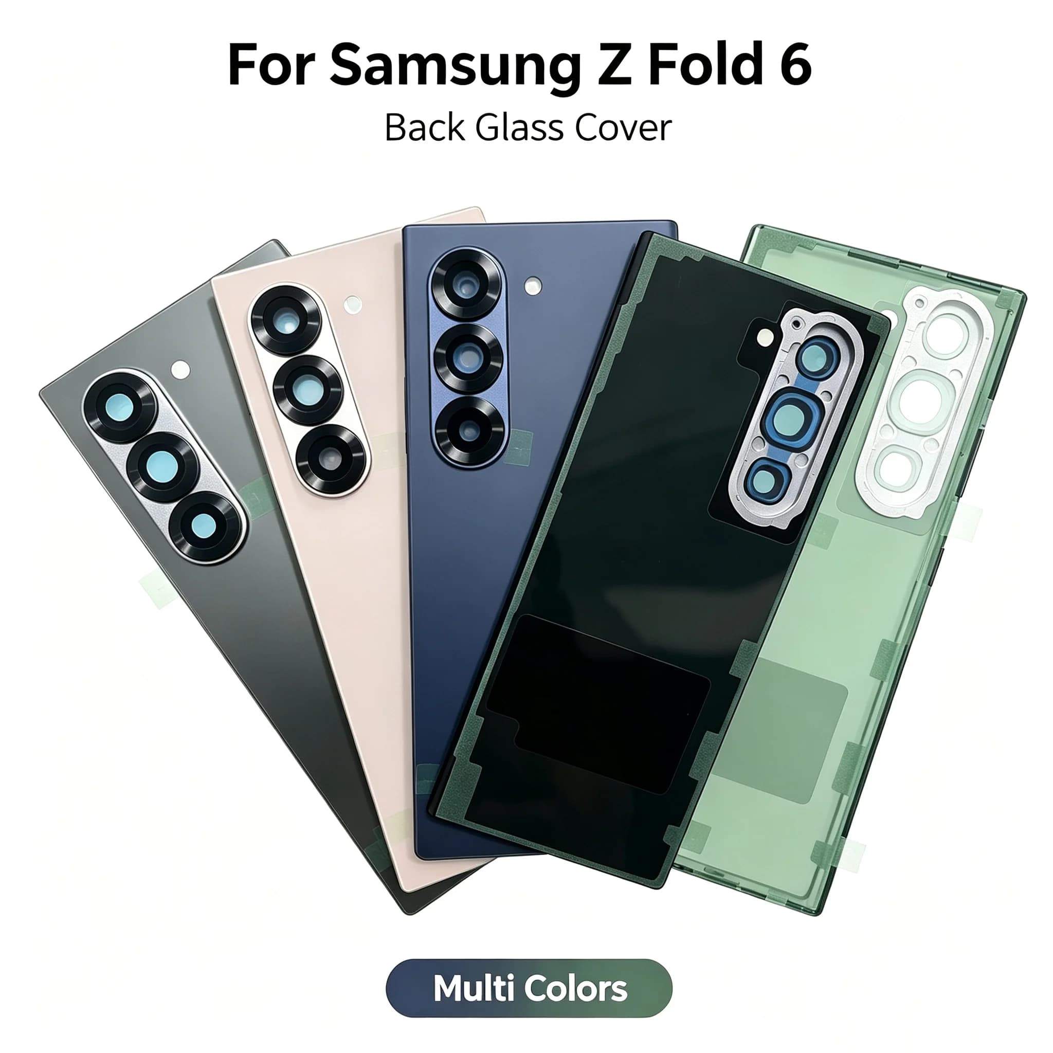 For Samsung Z Fold6 Fold6 Glass Battery Cover Rear Door Housing Panel Case Camera Lens Parts For Z Fold 6 Battery Cover